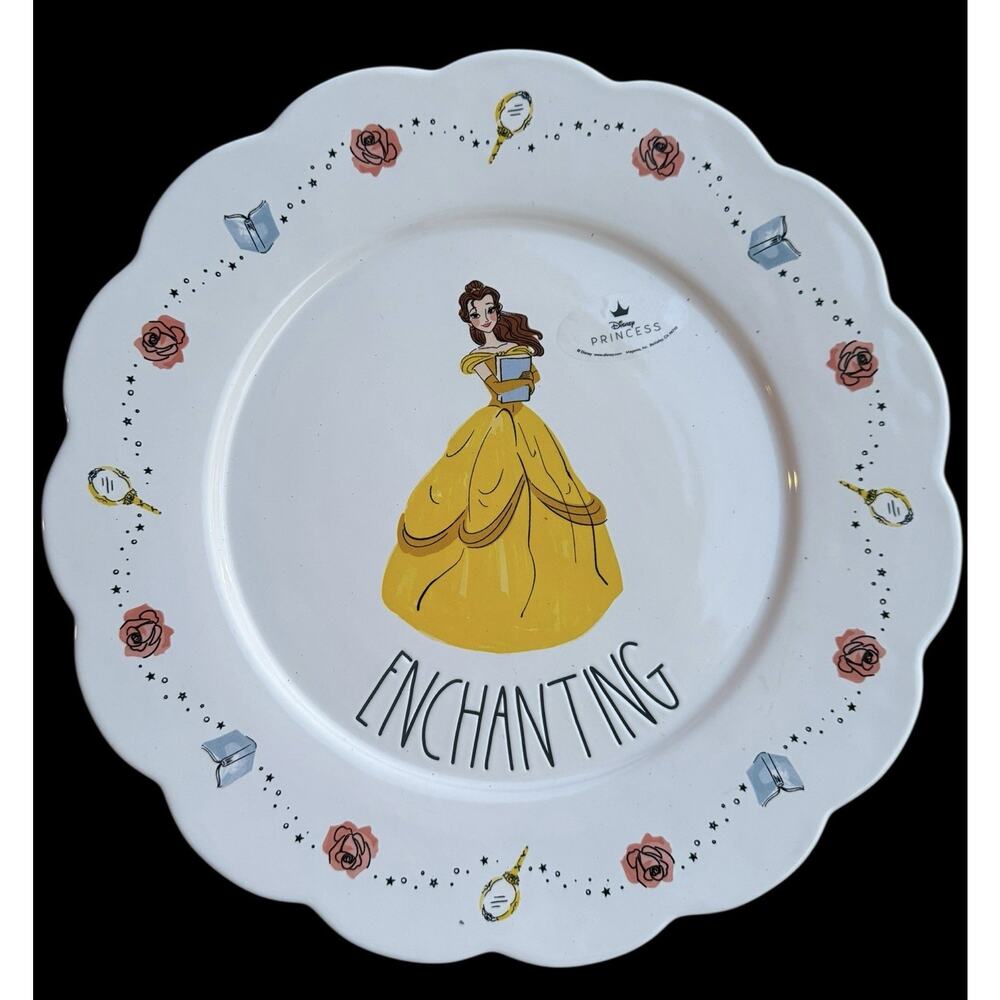 Rae Dunn Disney Princess Belle "Enchanting" Plate Beauty & The Beast ( Set of 2)